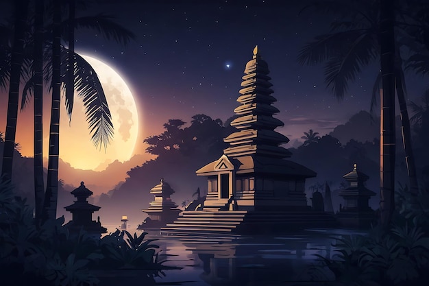 Silent Reflection Balinese Hindu Nyepi Illustration