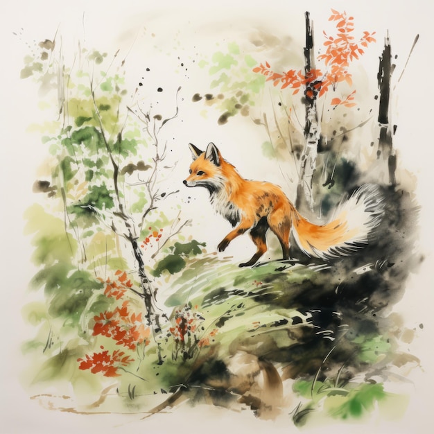 Silent Rivals The Cunning Hunt of a Fox and a Mouse in Sumi