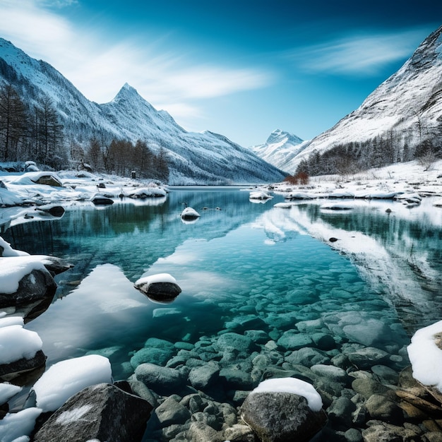 Silent Serenity Snowy Majesty of the Lake