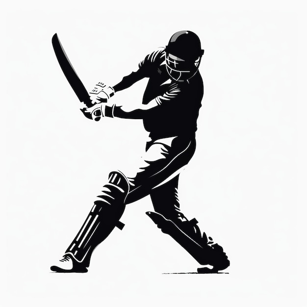 Foto silhouet cricket speler batting ball grafische kunst