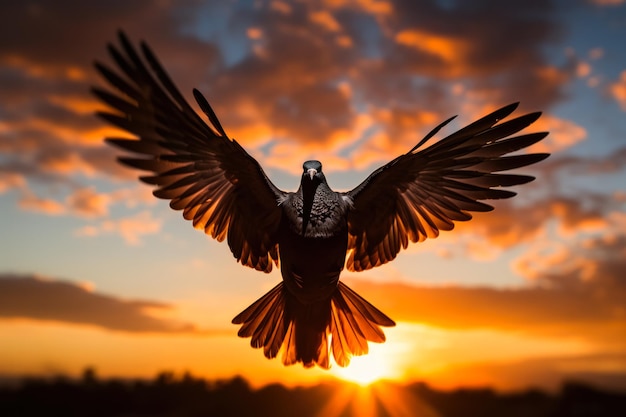 Silhouet duif keert terug naar handen in levendig zonlicht symboliserend hoop