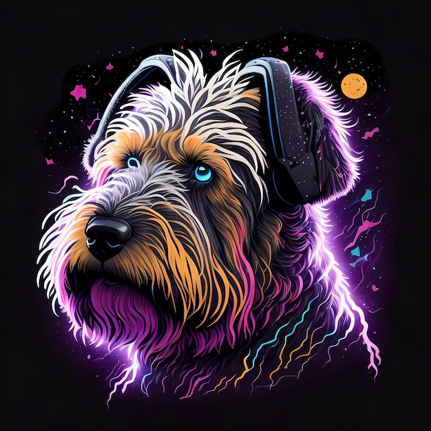 Silhouet ontwerp schattige honden met kleurrijke elektrische bliksem Vector stijl Tshirt Logo