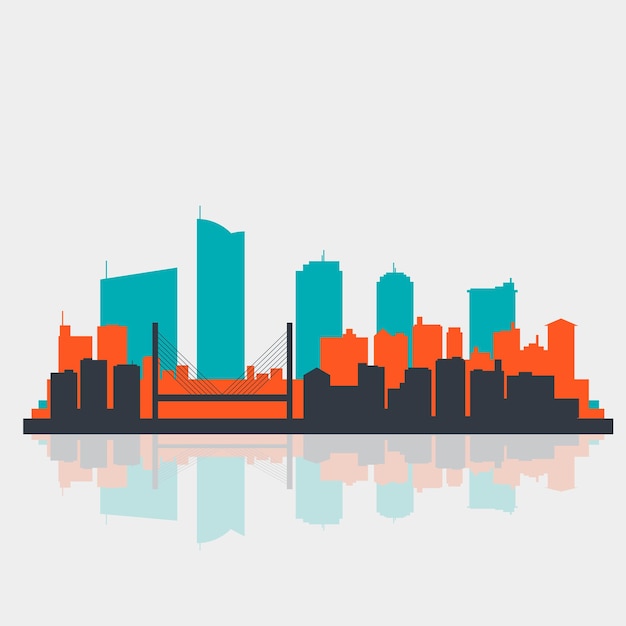 Silhouet stedelijke veelkleurige skyline illustratie