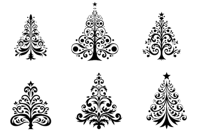 Silhouet van de kerstboom png vector