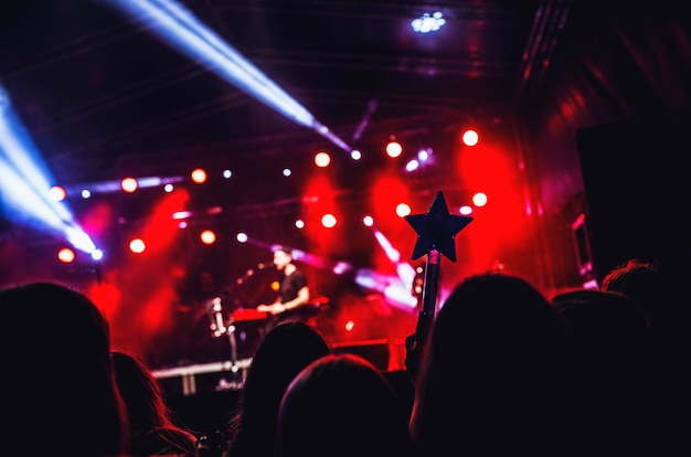 Silhouet van de menigte tijdens een concert