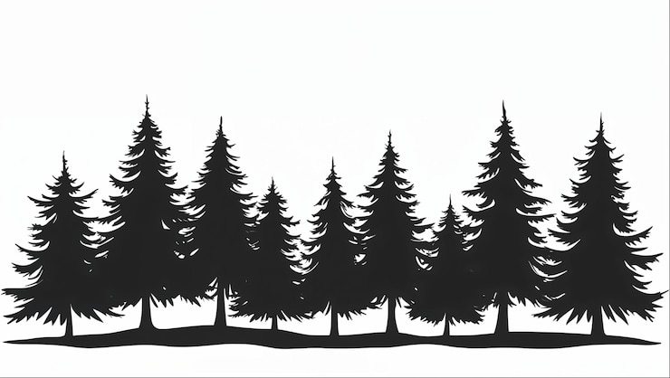 Foto silhouet van dennenbomen
