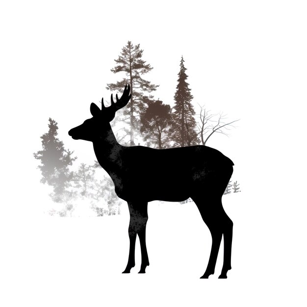 Foto silhouet van een dier op een witte achtergrond
