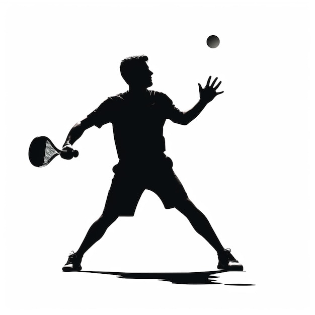 Foto silhouet van een man die tennis speelt in een zwart-wit foto-generatieve ai