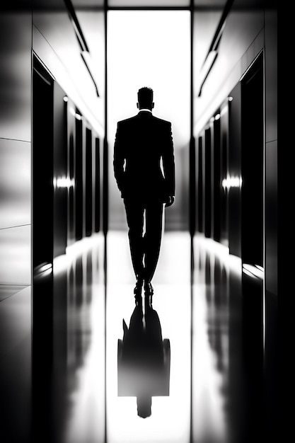 silhouet van een persoon Pixelated Black and White Art CEO Executive Corporate Building Dramatisch