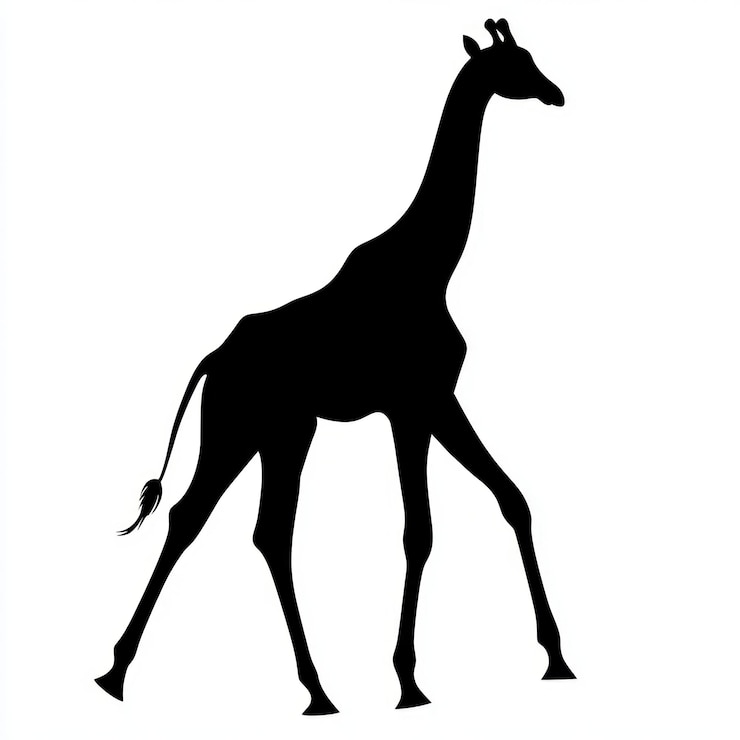 Foto silhouet van een wandelende giraf