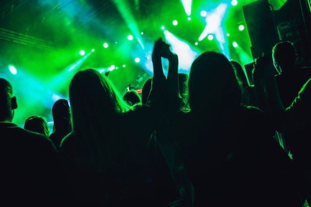 Silhouet van het publiek op het concert.