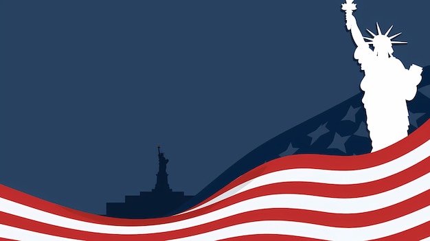 Silhouet van Libertys met golvende vlag
