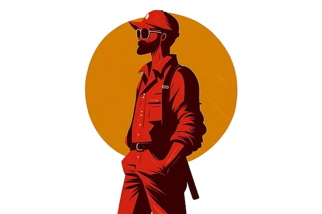 Silhouet van mannelijke bouwvakker illustratie in platte cartoon stijl