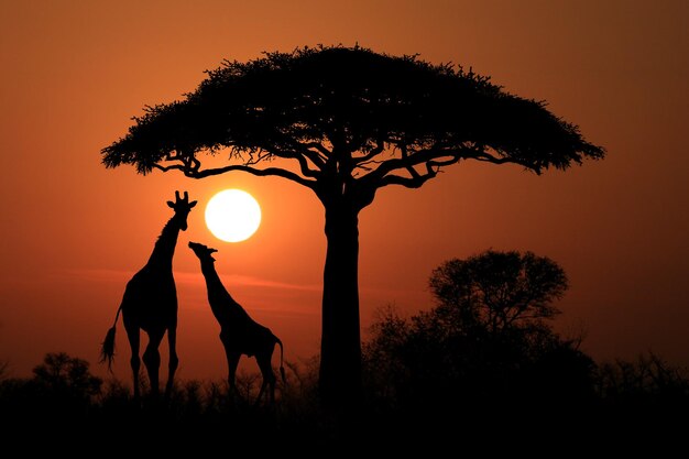 Silhouet van paard tegen de zonsondergang hemel