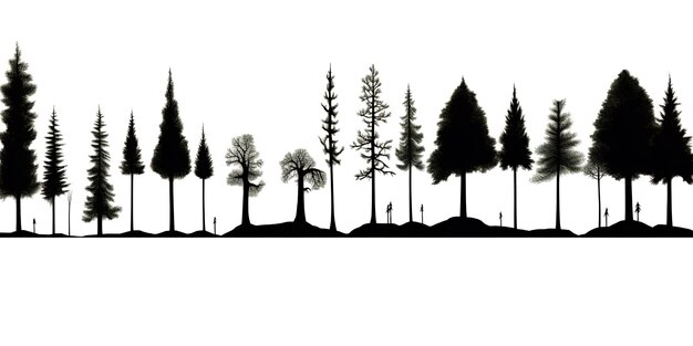 silhouet van pijnbomen in de stijl van minimalistische cartoons