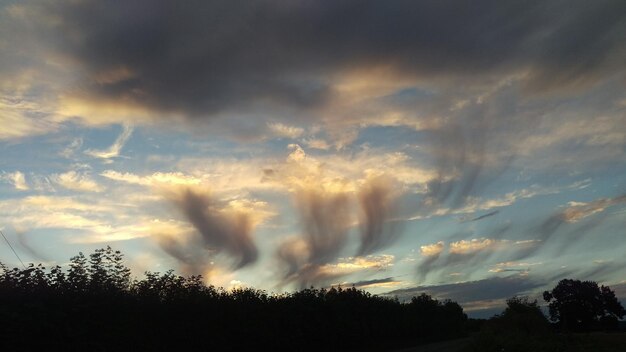 Foto silhouet veld tegen bewolkte lucht