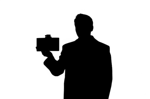 silhouetontwerp van een persoon die een foto vasthoudt die door AI is gegenereerd