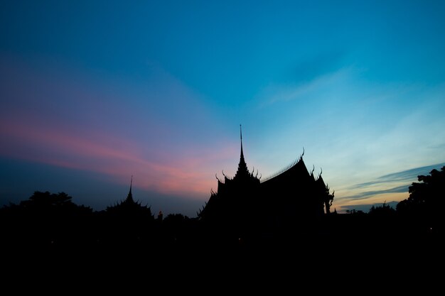 Silhouette ancient city in thailand