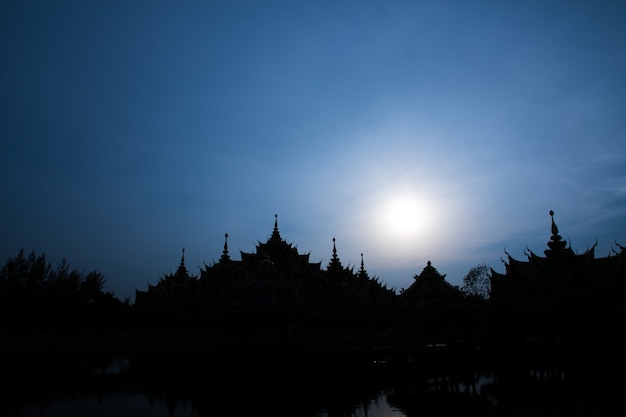 Silhouette ancient city in thailand