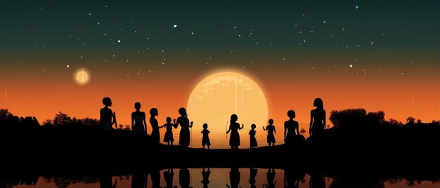 silhouette back refugee kid group responsible kid child boy and girl worship world kids day pray and