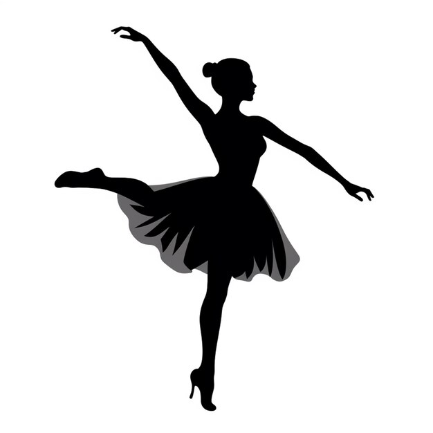 Foto silhouette di una ballerina in tutù e tacchi alti ai creativi