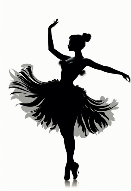 Foto silhouette di una ballerina in tutu e gonna generativa ai