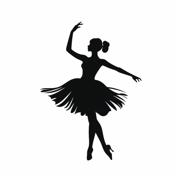 Silhouette di una ballerina in gonna tutu e scarpe generative ai