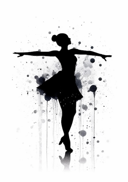 Una silhouette di una ballerina in una gonna tutu e una gonna tutu generativa ai