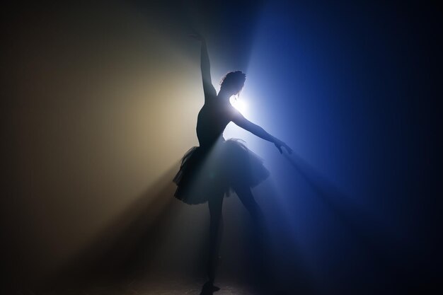 Photo silhouette ballet dancer dancing on stage