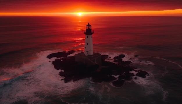 Photo silhouette of beacon guides ships to safety generated by ai