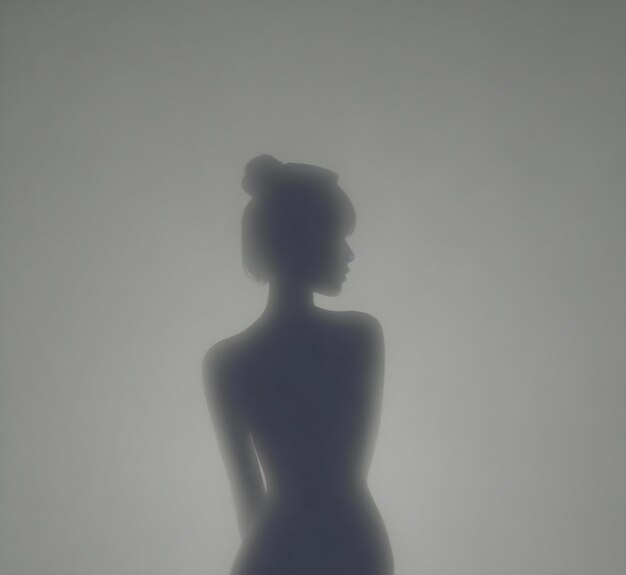 Photo silhouette of a beautiful woman on a white background with shadows