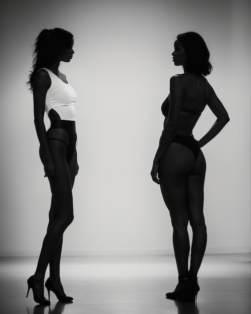 Silhouette of beautiful women on a white background ai generative