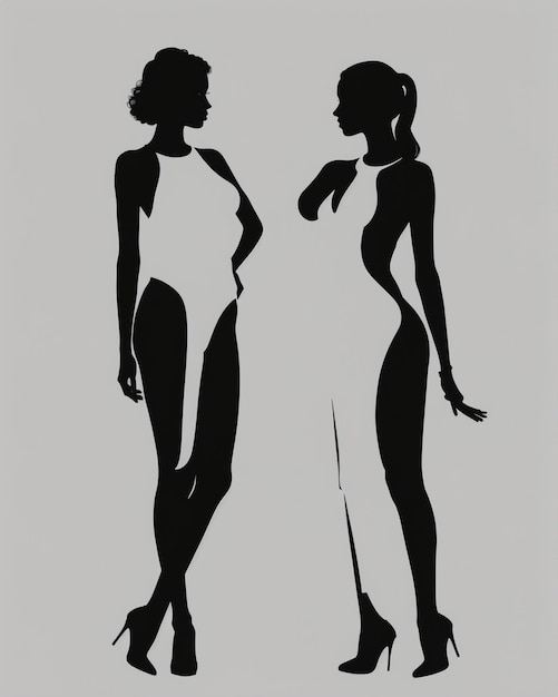 Photo silhouette of beautiful women on a white background ai generative