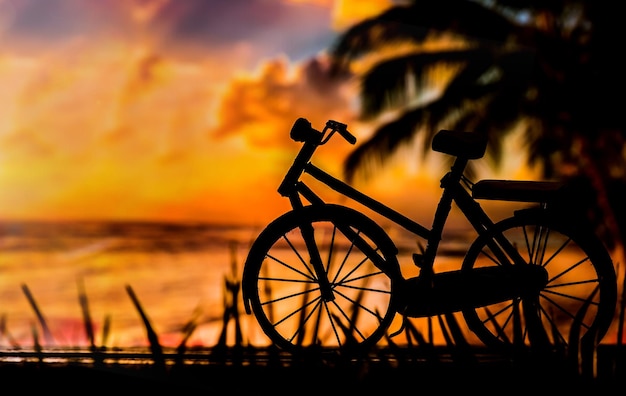 Silhouette bike photo, low key and dark tone