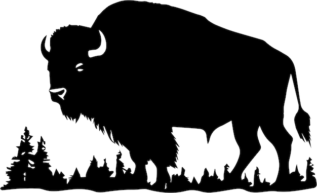 Photo silhouette bison animal vector image