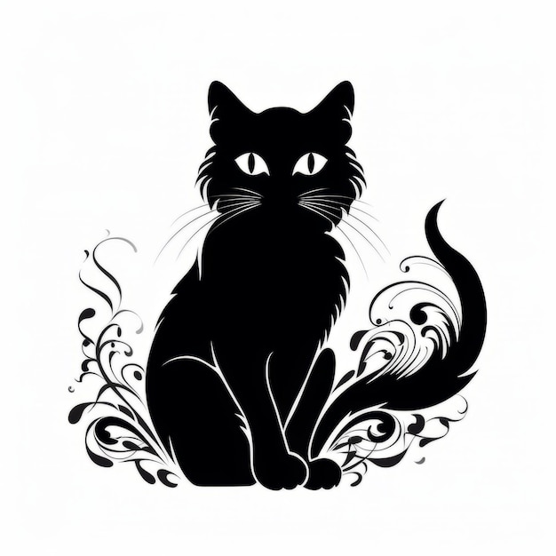 Vector icon black cat sitting. Silhouette of a cat isolated on a white  background. 7534905 Vector Art at Vecteezy