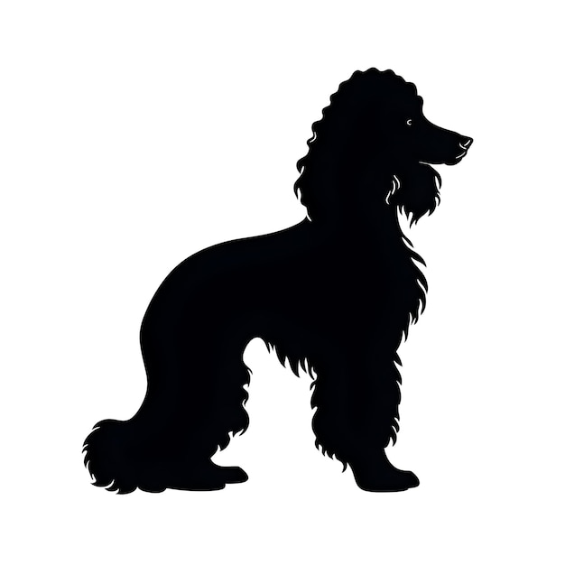 A silhouette black dog standing on a white surface