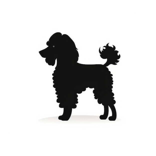 Photo a silhouette black poodle dog standing on a white surface