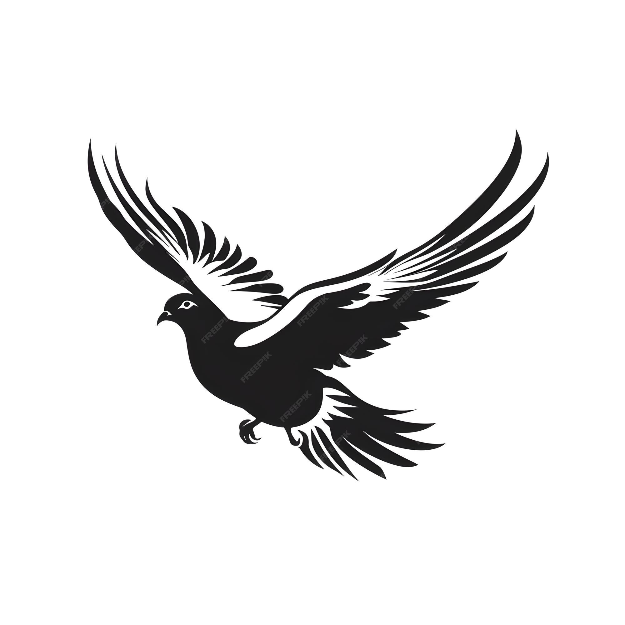 Premium AI Image | A silhouette black and white bird flying with its