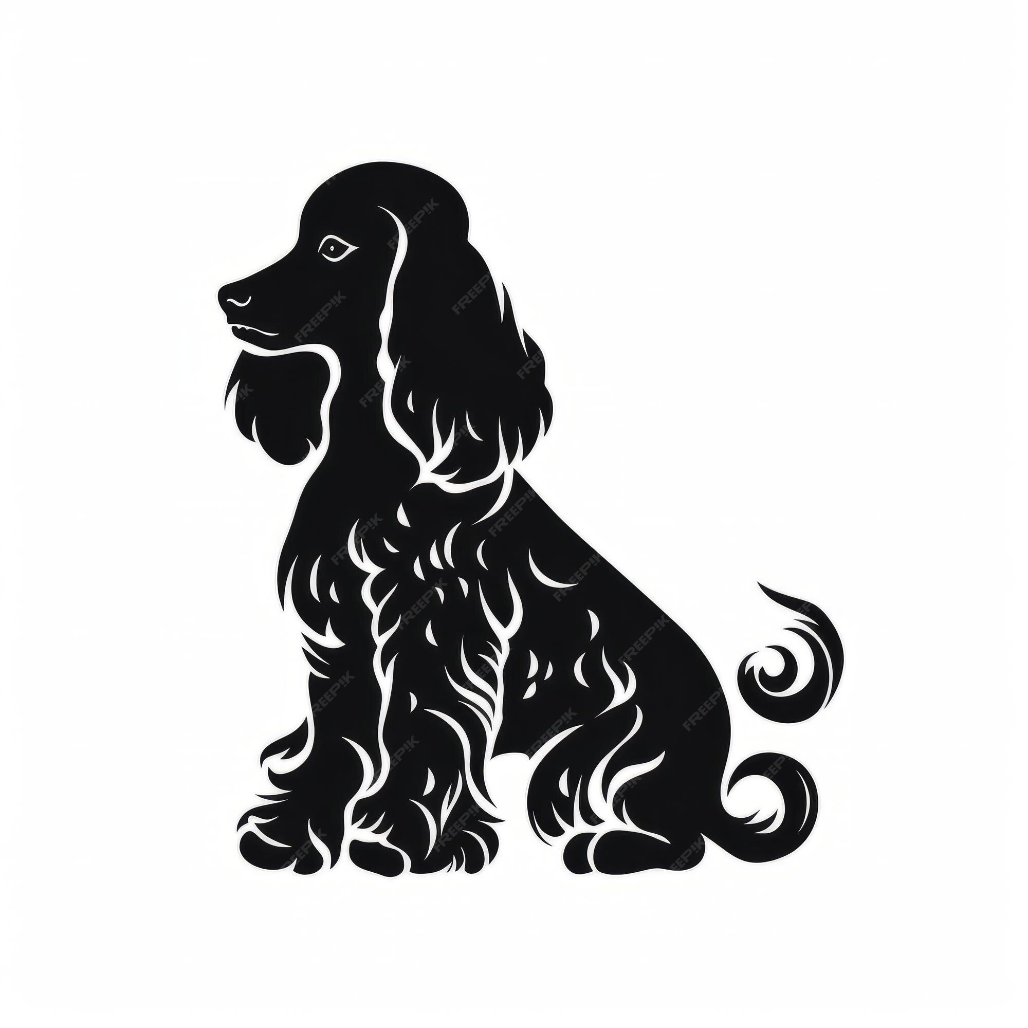 Premium AI Image | A silhouette black and white dog sitting on a white
