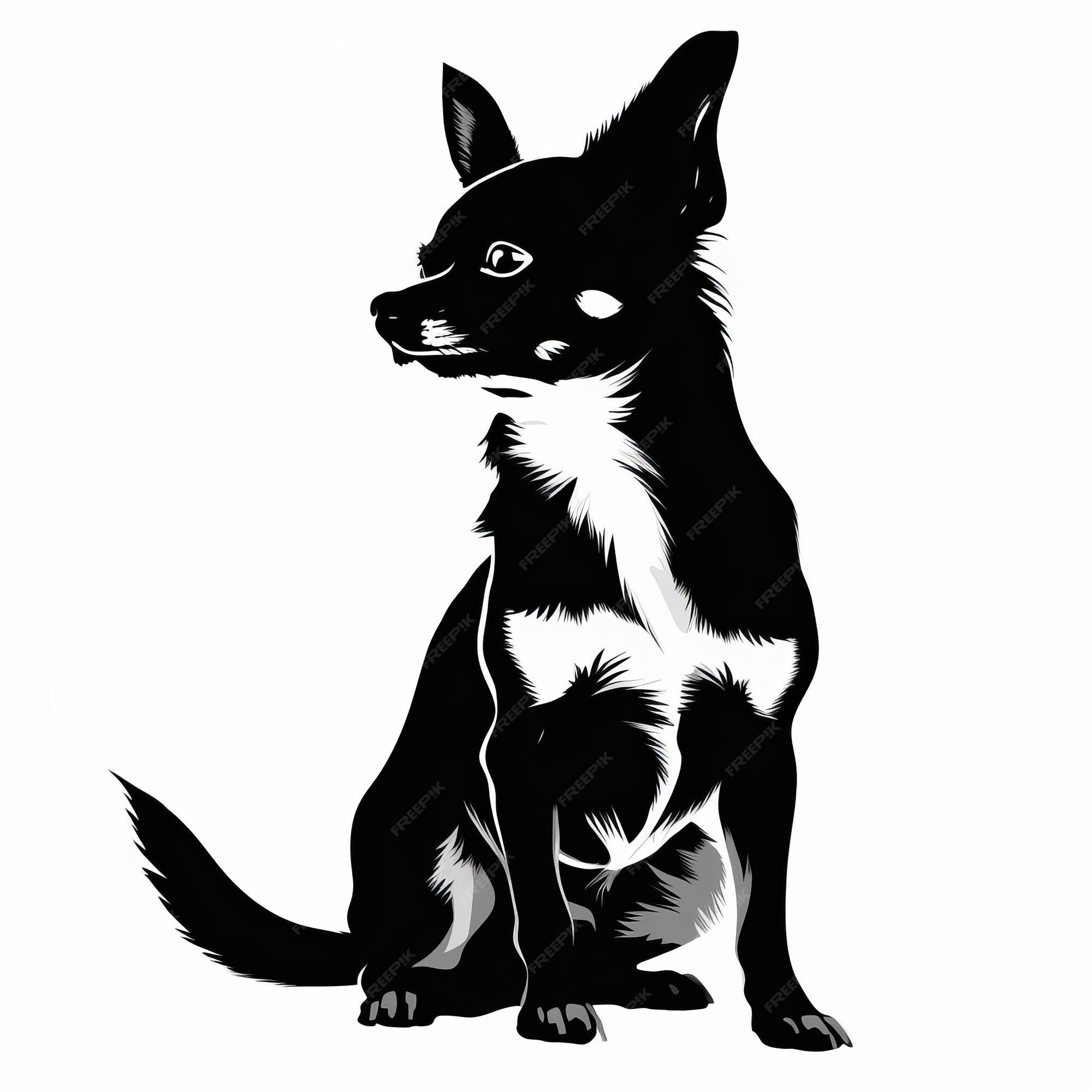 Premium AI Image | A silhouette black and white dog sitting on a white