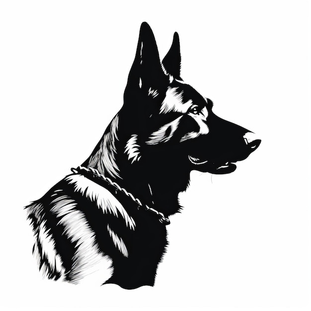 Photo a silhouette black and white drawing of a dog