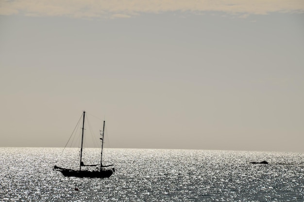 Silhouette Boat in the Ocean