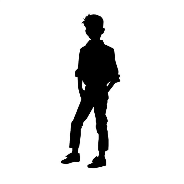 Photo a silhouette of a boy wearing a jacket and jeans