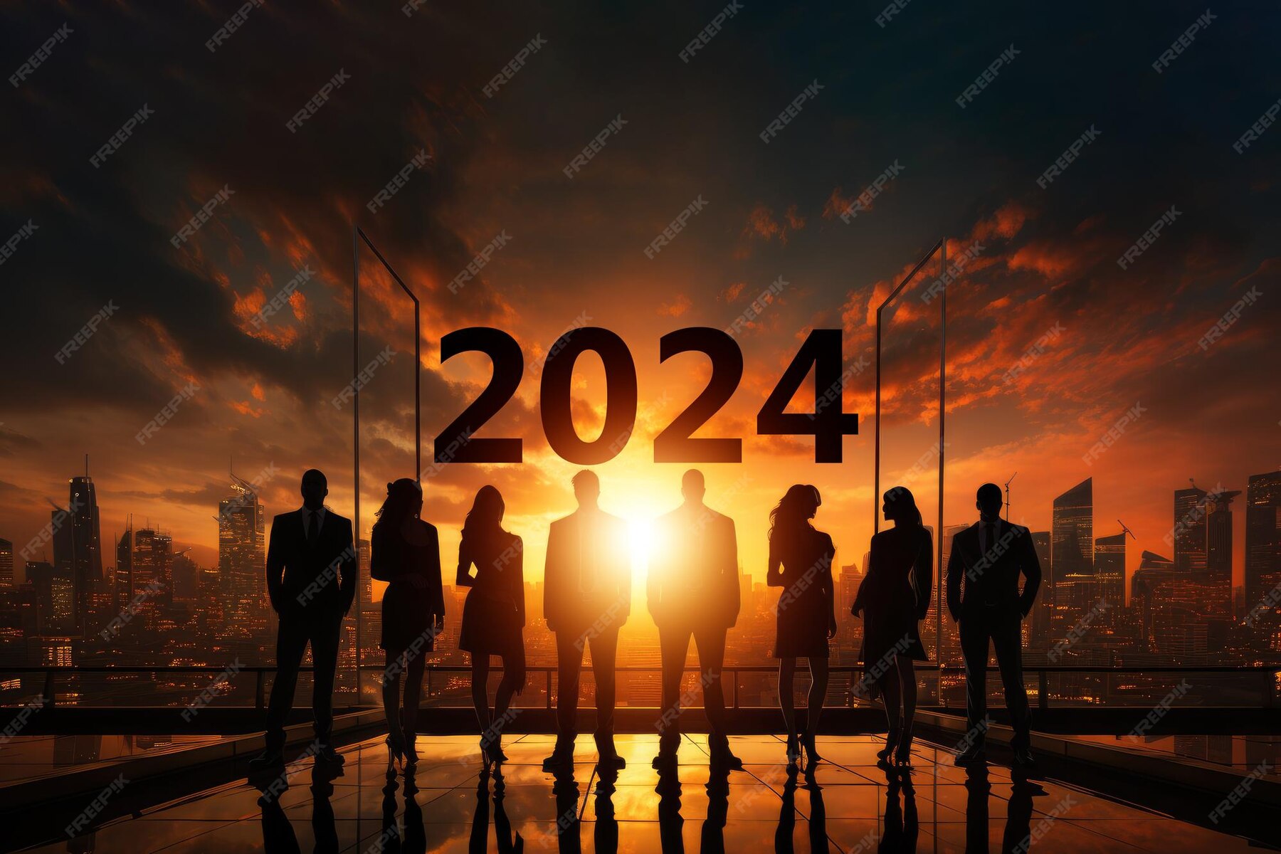 Premium AI Image Silhouette of business team to 2025 Target
