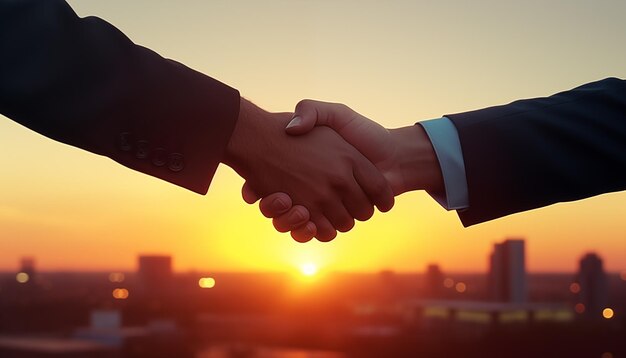 Photo silhouette of businessman shaking hands