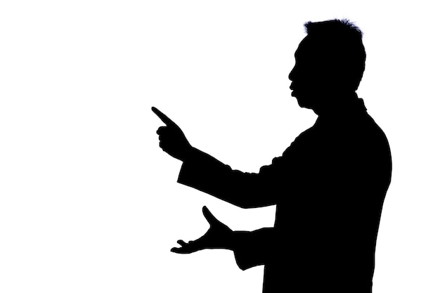 Photo silhouette of businessman on a white background.