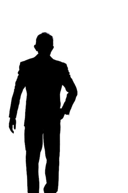 Silhouette of businessman on a white background.