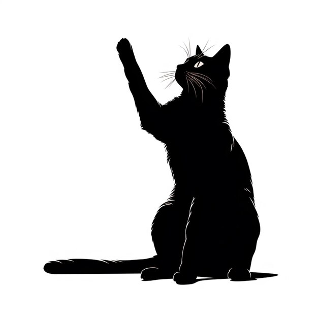 silhouette of a cat sitting on its hind legs and reaching up generative ai