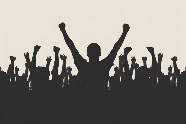 Photo silhouette of cheering crowd isolated on white background